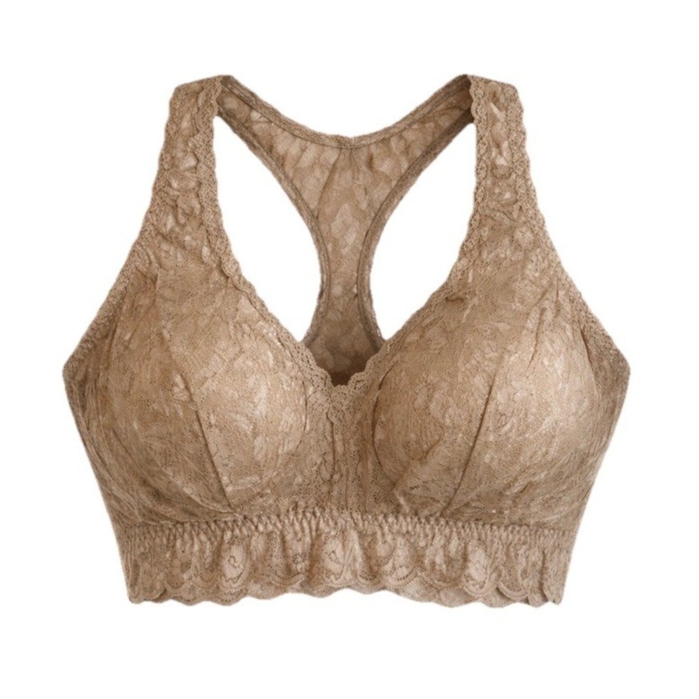 NWT COSABELLA NSN Curvy Racie Racer Back Wireless Lace Bralette XL CAMEL GOLD